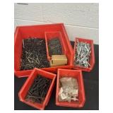Group of red organizer with screws