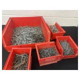 Group of red organizers with nails