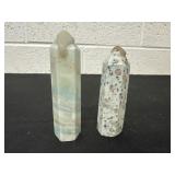 Caribbean Calcite crystal tower and Kiwi Jasper