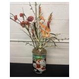 10.5ï¿½ hand-painted koi fish vase with floral