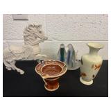 Horse figruine and vase with candle holder