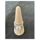 Cubic zirconia halo engagement ring size 10 1/2