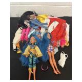 Group of Barbie dolls, and Barbie clothes