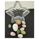 Group of gemstone with star glass dish