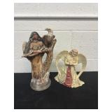 Ceramic angel with Native American figruine