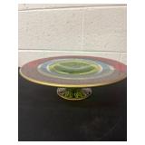 Vintage hand made  cake plate glass