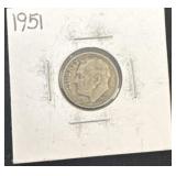 1951 silver dime