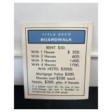 Monopoly Boardwalk Title Deed Card 24x21