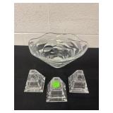 Royal ink wells and 11ï¿½ glass bowl