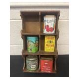 14ï¿½x8ï¿½ wood shelf with vintage tins
