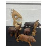 Wood elephants and dolphins