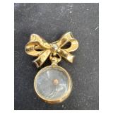 Vintage Coro Ribbon Bow Brooch: Mustard Seed