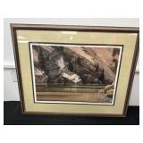 Matted And Framed water color print two fisherman