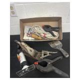 Group of misc tools and plane and clamps