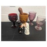 Bride and groom shakers with glass cups