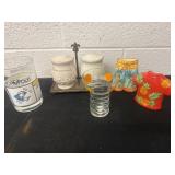 Salt and pepper shakers monopoly cup and Hawaii