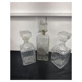 3 glass decanters