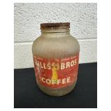 7' vintage glass hills bros coffee jar