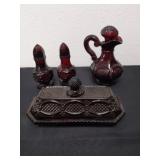 Vintage Avon salt and pepper shakers, butter dish
