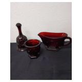 Vintage Avon bell, gravy boat and pedestal bowl