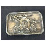 Vintage Olympia Beer Belt Buckle 3.5x2