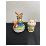 Music bunny figurines and pig bobble head