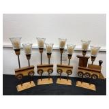 vintage train-shaped candle holders 17'