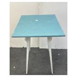 27x16x16 Wooden Side Table blue top