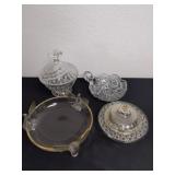 Vintage glass serving bowls and candy dishes with