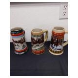 Three collectible Budweiser steins