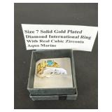 Size 7 Solid Gold plated diamond international