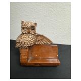 vintage ceramic business card Holder owl