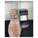 New cabin socks and fleece throw