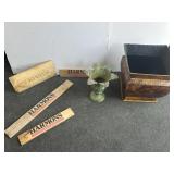 Decor metal planters with wood harmons signs