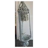 Vintage Macrame lamp with glass, See pics