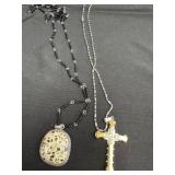 Gemstone necklace and cross necklace