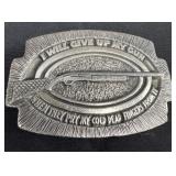 vintage silver-tone belt buckle features the