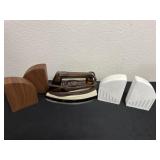 Travel steam iron and bookends