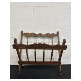 Antique wooden hanging magazine rack 18x17in