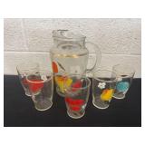 vintage Bartlett-Collins juice pitcher and glass