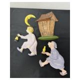vintage 'Race to the Outhouse' chalkware wall