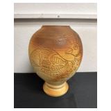 12' stoneware peacock vase
