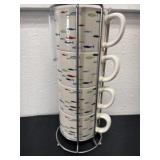 4-piece ceramic mug set Fish design