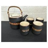 Japanese-style tea set, featuring a matte black