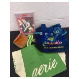 Group of bags and anime dvd