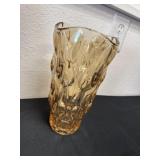 9' amber glass vase features a distinctive