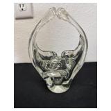 8'  Murano crystal clear art glass basket