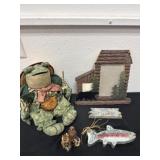Frog and picture games and fish decor
