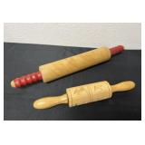 2 wooden rolling pins