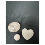 3 polished rose quartz